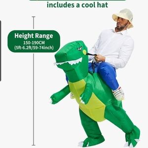 Inflatable Dinosaur Ride-On Costume for Halloween - Green